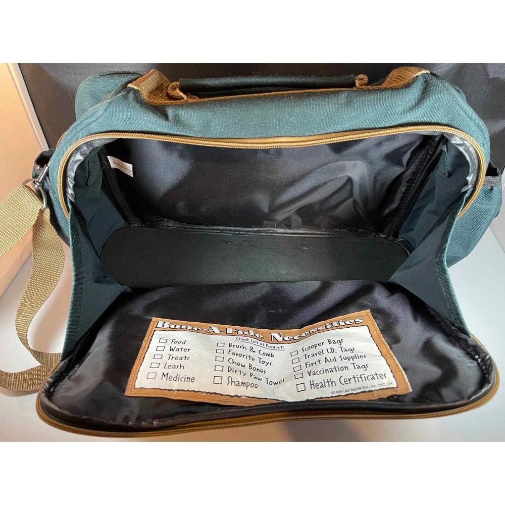 Just Bepaws Dog Travel Bag Green Tan‎ Personalized "KOKO" Tote Boutique Pet Gear - Picture 9 of 13